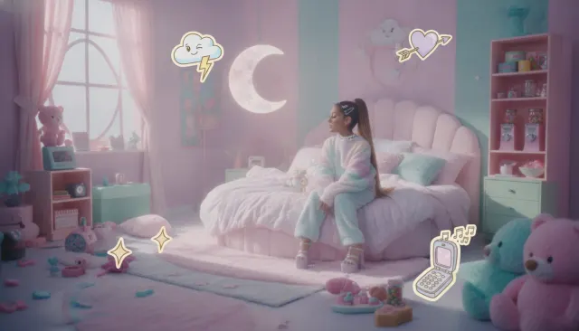 Ariana Grande Pastel Pop Bedroom look sample - Mv Genre Pop Extended - 2018-2022