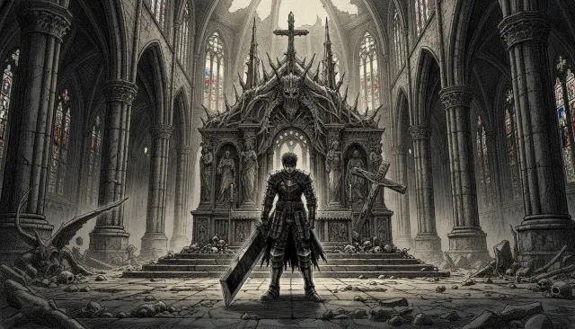 Berserk Dark Fantasy Ink Detail look sample - 90S Manga Aesthetics - 1990s