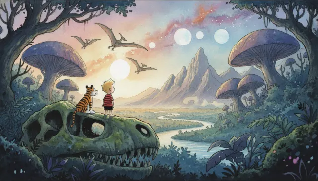 Bill Watterson Calvin Hobbes Painted Sunday look sample - Illustrators Extended - 1990s