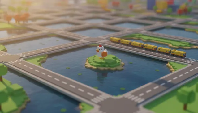 Crossy Road Voxel look sample - Stylized Decorative 3D - contemporary
