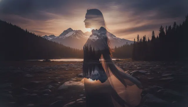 Double Exposure Portrait Nature look sample - Media Decay Physical - contemporary