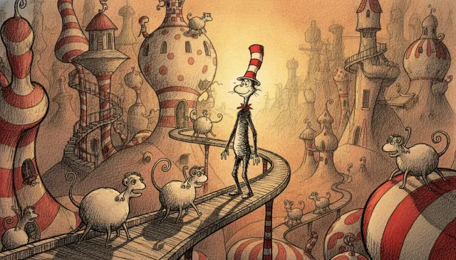 Dr Seuss Wonky Line look sample - Childrens Book - 1950s