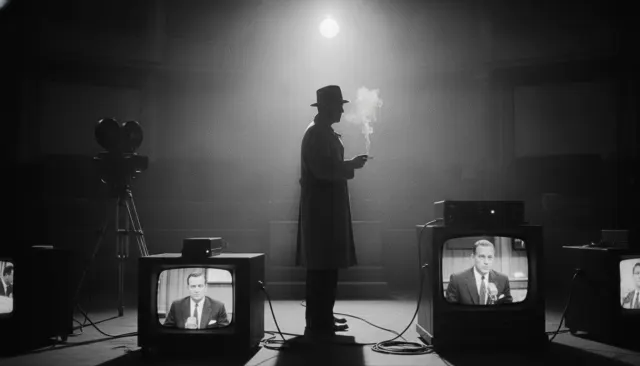 Edward Murrow 1950s Cigarette Newsreel look sample - News Vintage - 1950s