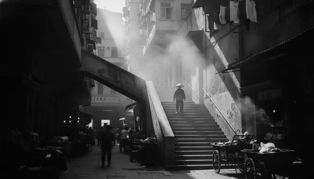 Fan Ho Hong Kong Shadow look sample - Street Photography - 1950s