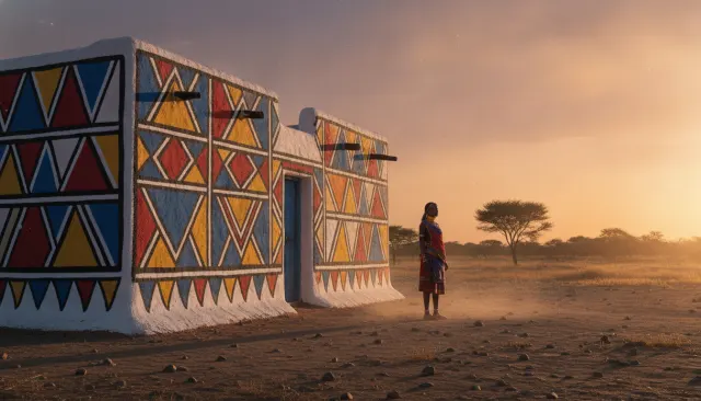 Ndebele Painted House (Southern Africa) look sample - African - traditional
