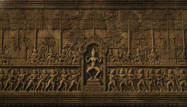 Cambodian Khmer Temple Mural (Angkor) look sample - Asian Extended - traditional