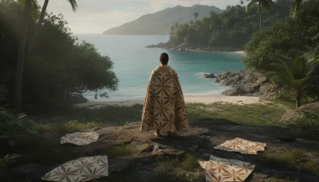 Fijian Masi Bark Cloth look sample - Pacific Oceania Extended - traditional