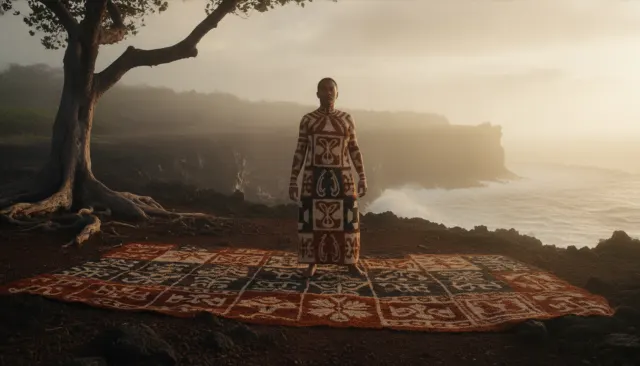 Hawaiian Tapa Cloth (Kapa) look sample - Indigenous Australia Oceania - traditional