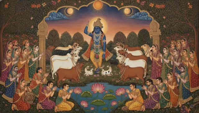 Pichhwai Krishna Painting (Rajasthan) look sample - South Southeast Asian - traditional