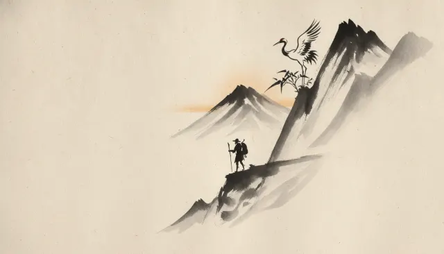Japanese Sumi-e Ink Brush look sample - East Asian - traditional
