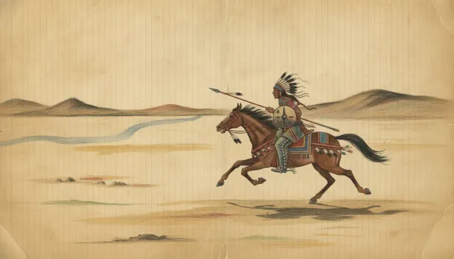 Plains Native American Ledger Art look sample - Indigenous Americas - 1800s
