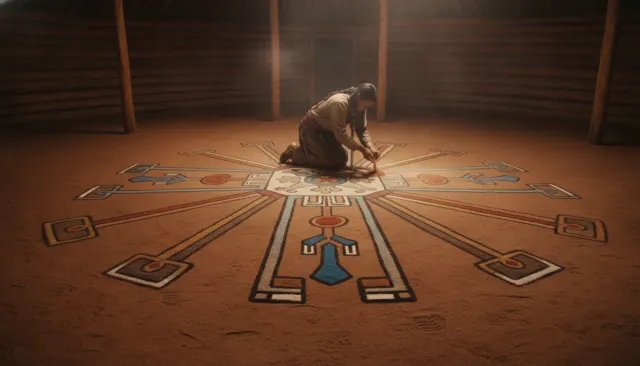 Navajo Sand Painting Ritual (Dine) look sample - North American Folk - traditional