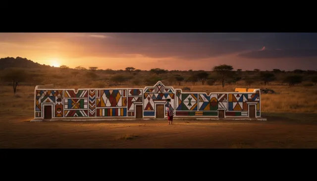 Ndebele Mural Houses Extended (South Africa) look sample - African Extended - traditional