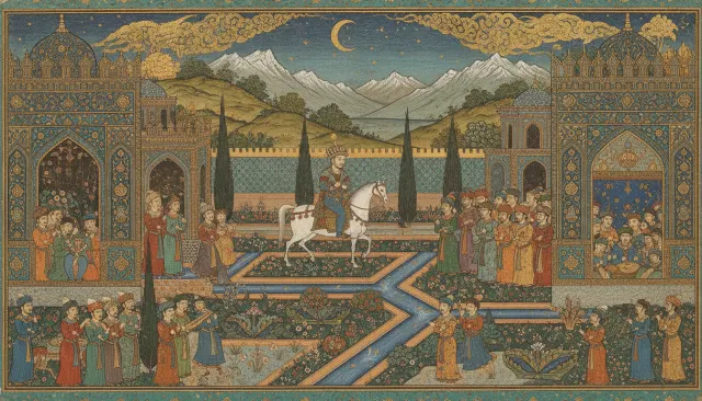Persian Miniature Illuminated look sample - Middle Eastern North African - safavid
