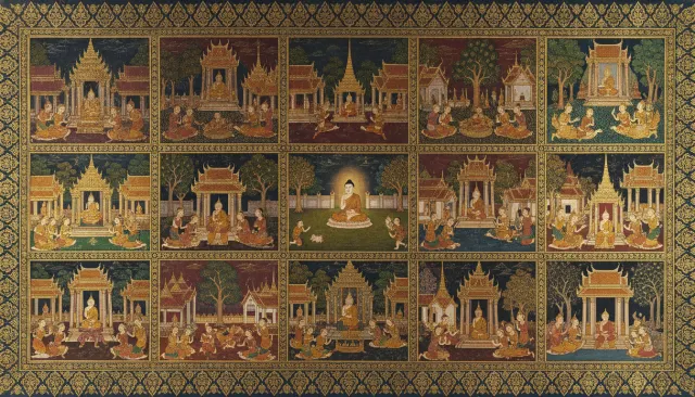 Thai Mural Buddhist Temple look sample - South Southeast Asian - traditional