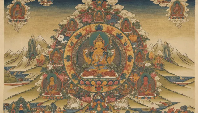 Tibetan Thangka Detailed Scroll look sample - Asian Extended - traditional