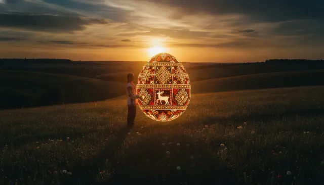 Ukrainian Pysanky Egg Pattern look sample - European Folk - traditional