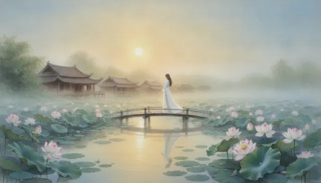 Vietnamese Silk Painting (Tranh Lua) look sample - Asian Extended - traditional