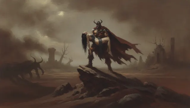Frank Frazetta Fantasy Paint look sample - Illustrators Named - 1970s