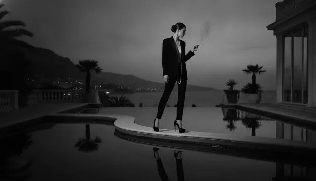 Helmut Newton Noir Glamour look sample - Fashion Editorial - 1970s