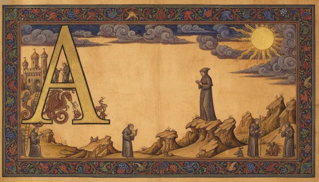 Medieval Illuminated Manuscript look sample - Medieval Victorian - 1300s