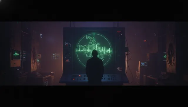 Oscilloscope Vector Green Wave look sample - Display Format Extreme - 1970s