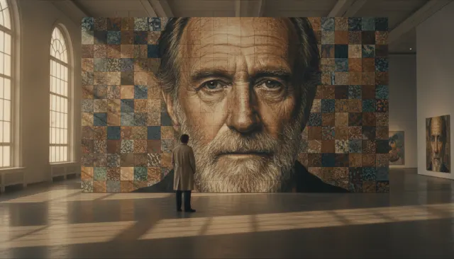 Photorealism Chuck Close Portrait look sample - Art Movement Extended - 1970s