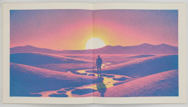 Riso Print Mix with Photo look sample - Print Process Hybrid - contemporary