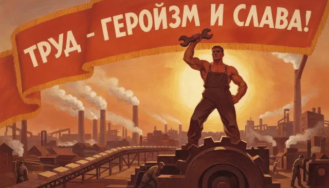 Soviet Socialist Realism Poster look sample - Propaganda Political Poster - 1950s