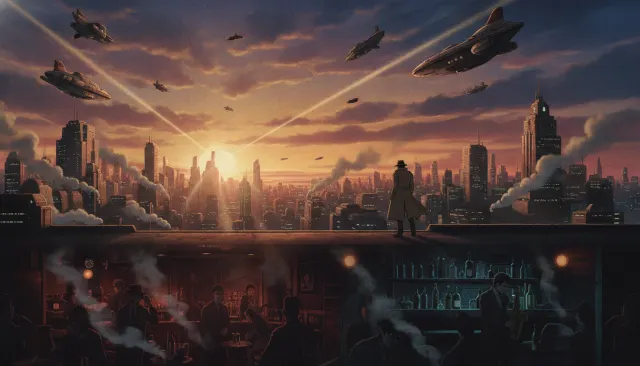 Sunrise Cowboy Bebop Jazz Noir look sample - Studio Aesthetic Expanded - 1990s