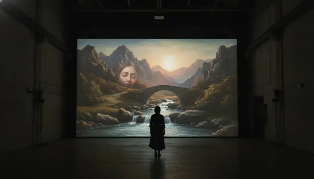 Video Projection on Painting look sample - Digital Physical Mix - contemporary